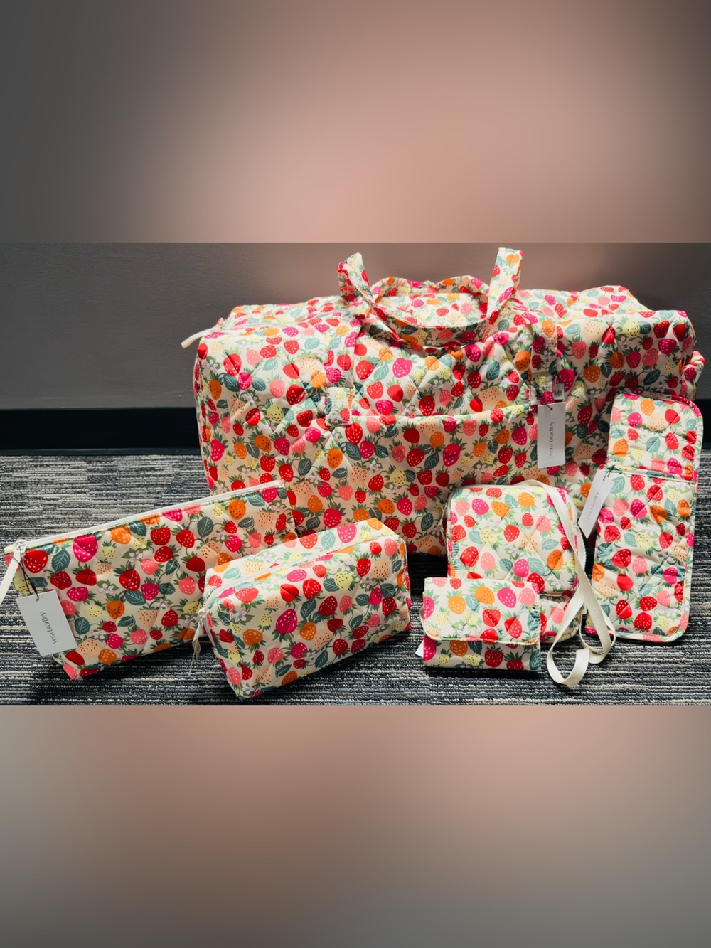 Vera Bradley Bushels of Berries Pumice Stone Ultralight Collection Retail $522